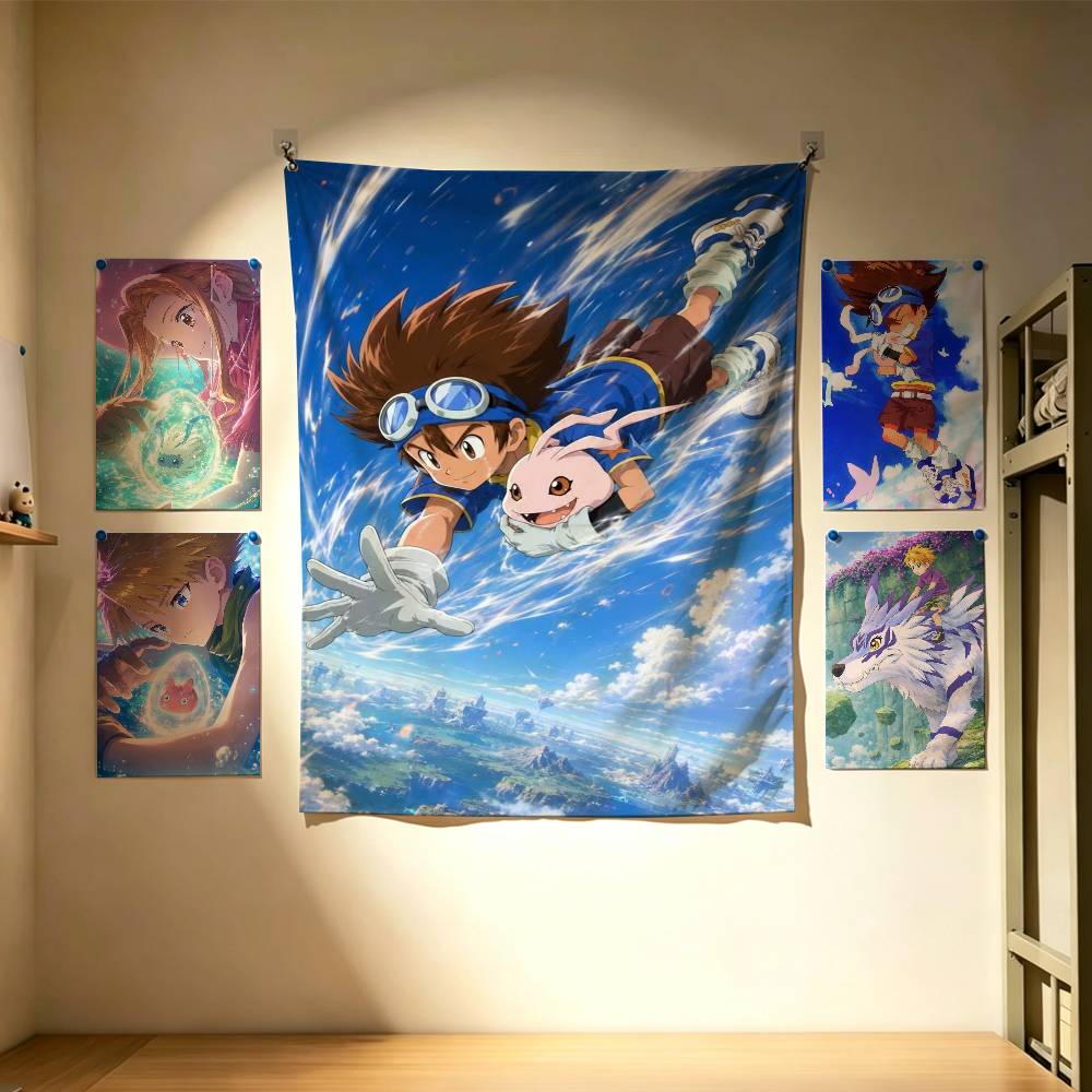 Outdoor Adventure Background - Sevimli Digimon Macera Bayrakları Duvar Asılı