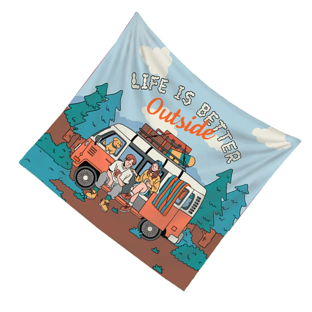 Retro Karavan Gobleni, Açık Ha - Outdoor Adventure Background incelemesi ve fiyatı
