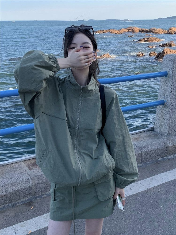 Vintage Kadın Dik Yaka Güneş K - Outdoor Adventure Windbreaker incelemesi ve fiyatı